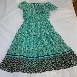 Tacera Off Shoulder Maxi Dress Women's M Blue Floral Off The Shoulder Boho